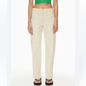Aritzia Wilfred Free Modern Utility Light Beige Highrise Straight Leg Pant Sz 2